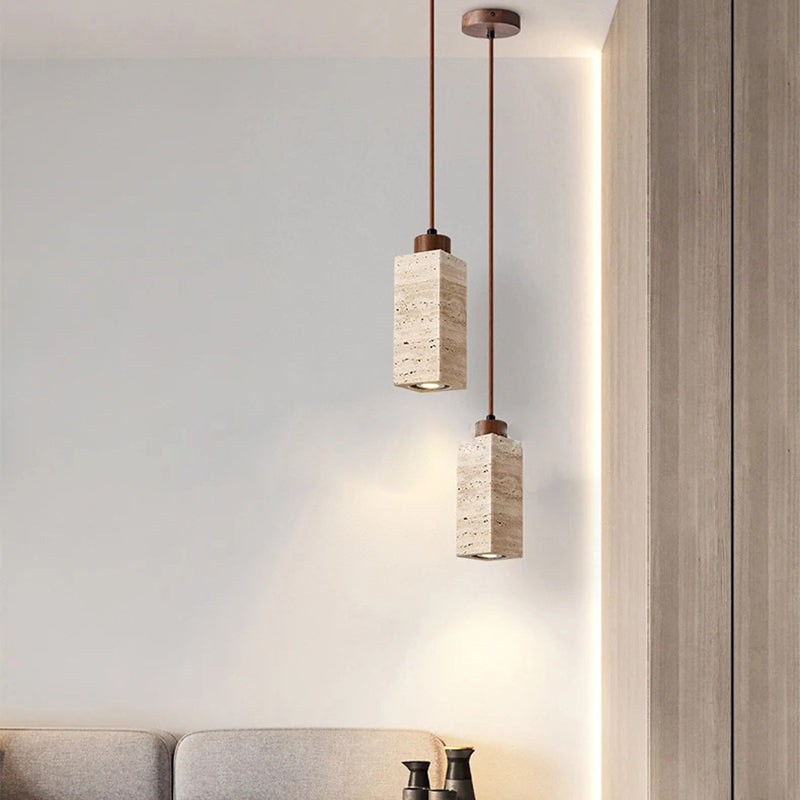 Japanese Yellow Travertine Pendant Light