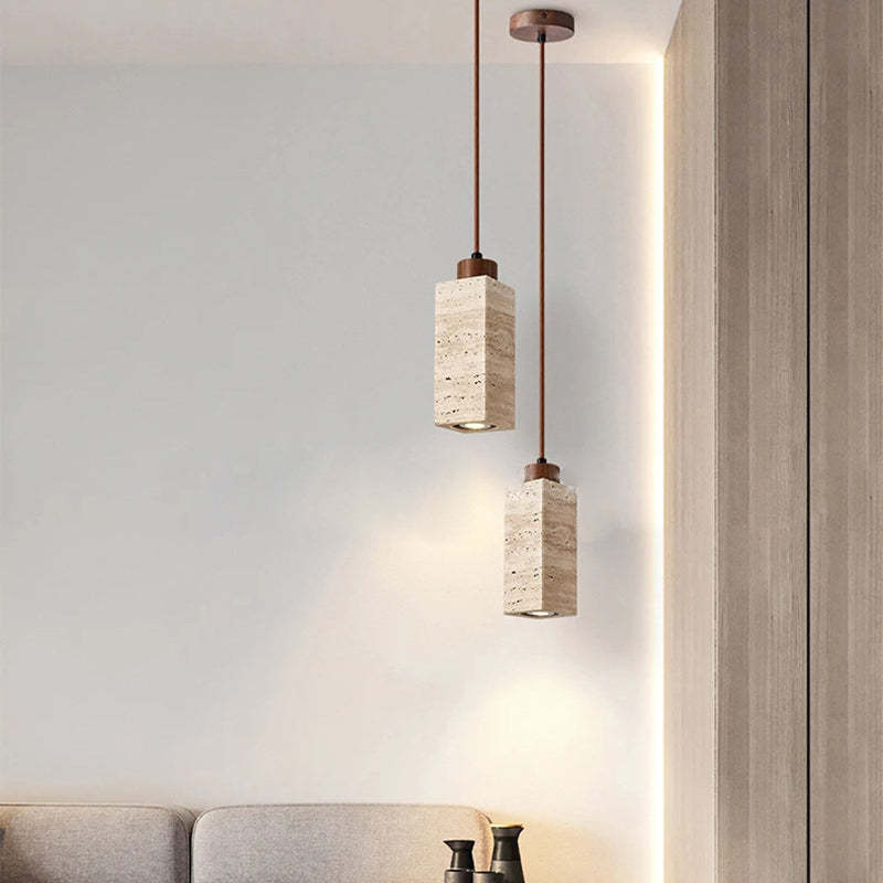 Japanese Yellow Travertine Pendant Light