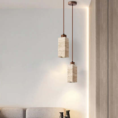 Japanese Yellow Travertine Pendant Light