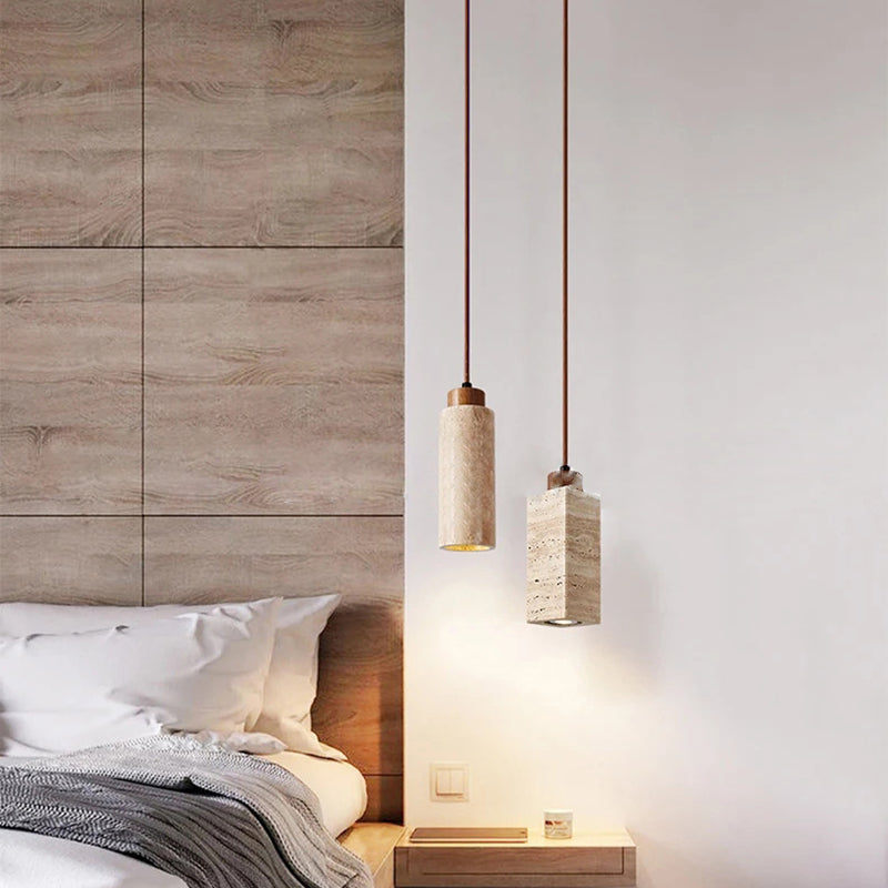 Japanese Yellow Travertine Pendant Light