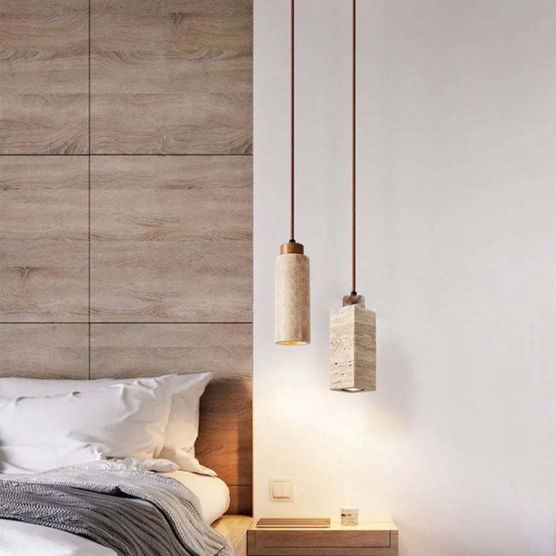 Japanese Yellow Travertine Pendant Light