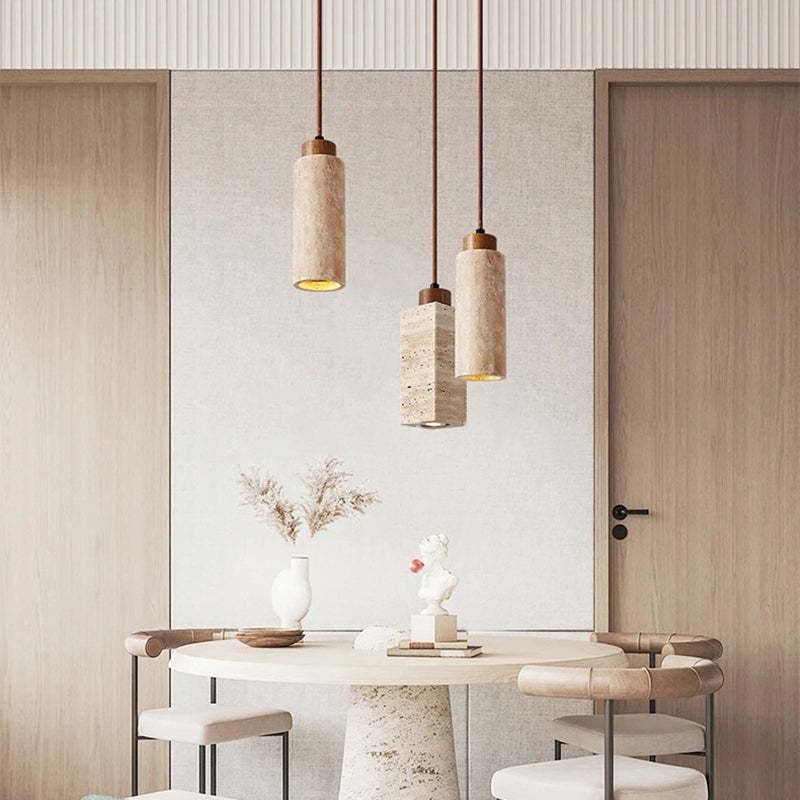 Japanese Yellow Travertine Pendant Light