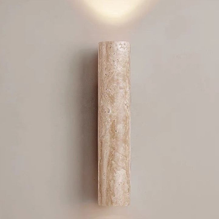Scandinavian Cylinder Yellow Travertine Wood Wall Sconce
