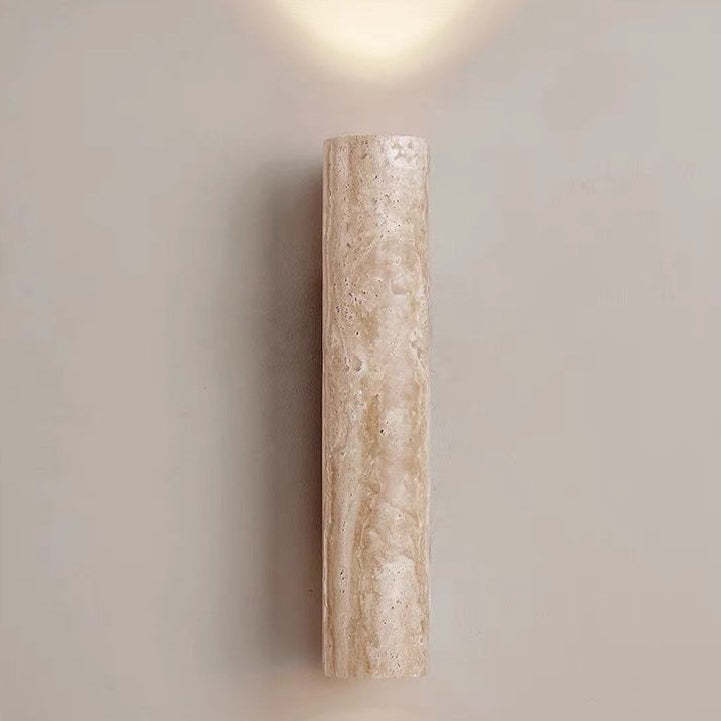 Scandinavian Cylinder Yellow Travertine Wood Wall Sconce