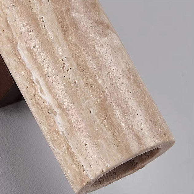 Scandinavian Cylinder Yellow Travertine Wood Wall Sconce