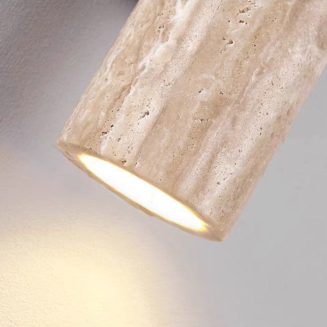 Scandinavian Cylinder Yellow Travertine Wood Wall Sconce
