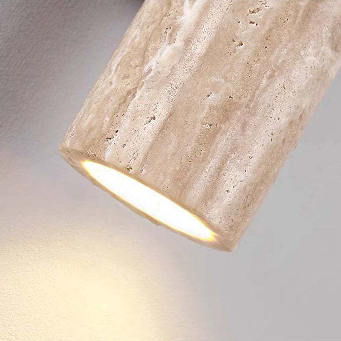 Scandinavian Cylinder Yellow Travertine Wood Wall Sconce
