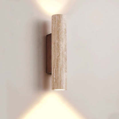 Scandinavian Cylinder Yellow Travertine Wood Wall Sconce