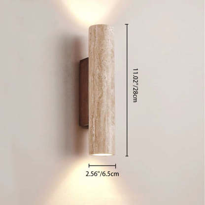 Scandinavian Cylinder Yellow Travertine Wood Wall Sconce