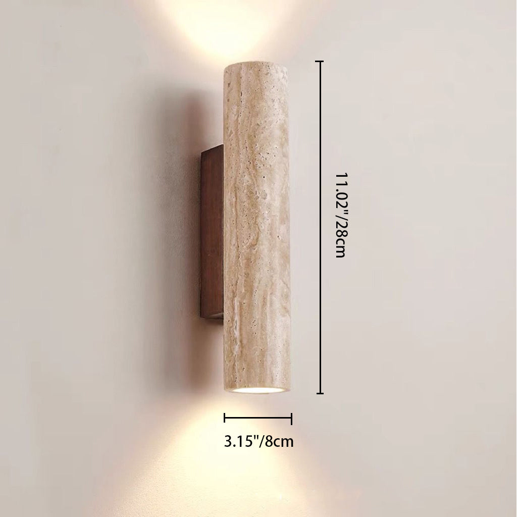 Scandinavian Cylinder Yellow Travertine Wood Wall Sconce