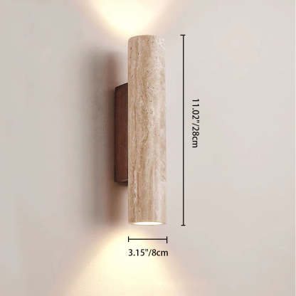 Scandinavian Cylinder Yellow Travertine Wood Wall Sconce