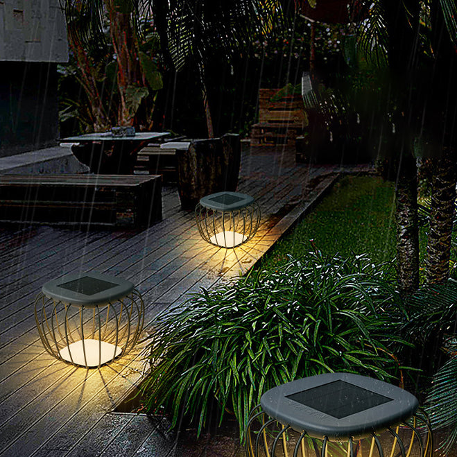 Minimalist Hollow Square Solar Iron LED Landscape Light