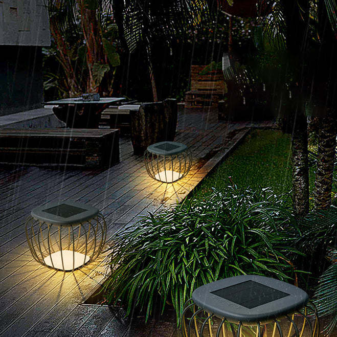 Minimalist Hollow Square Solar Iron LED Landscape Light