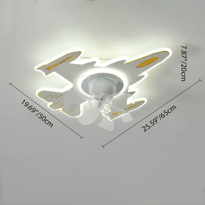 Modern Art Deco Airplane Flush Mount Ceiling Fan