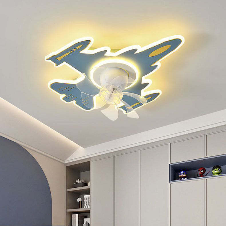 Modern Art Deco Airplane Flush Mount Ceiling Fan