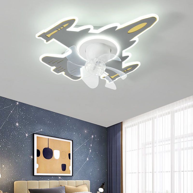Modern Art Deco Airplane Flush Mount Ceiling Fan