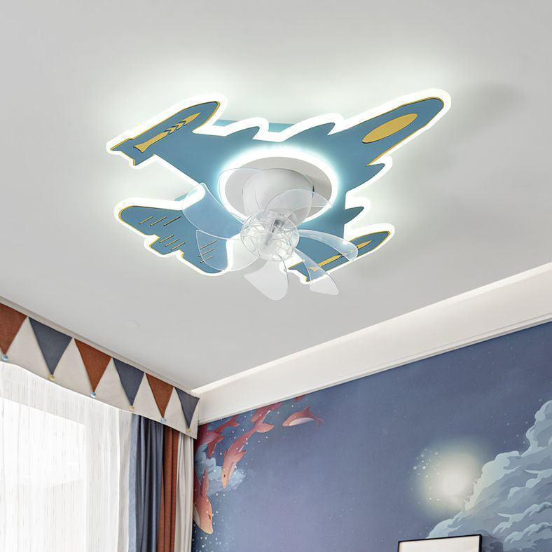 Modern Art Deco Airplane Flush Mount Ceiling Fan