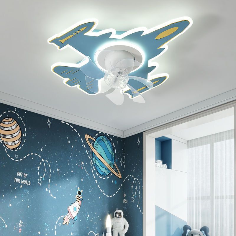Modern Art Deco Airplane Flush Mount Ceiling Fan
