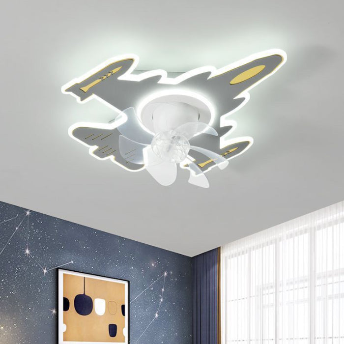 Modern Art Deco Airplane Flush Mount Ceiling Fan