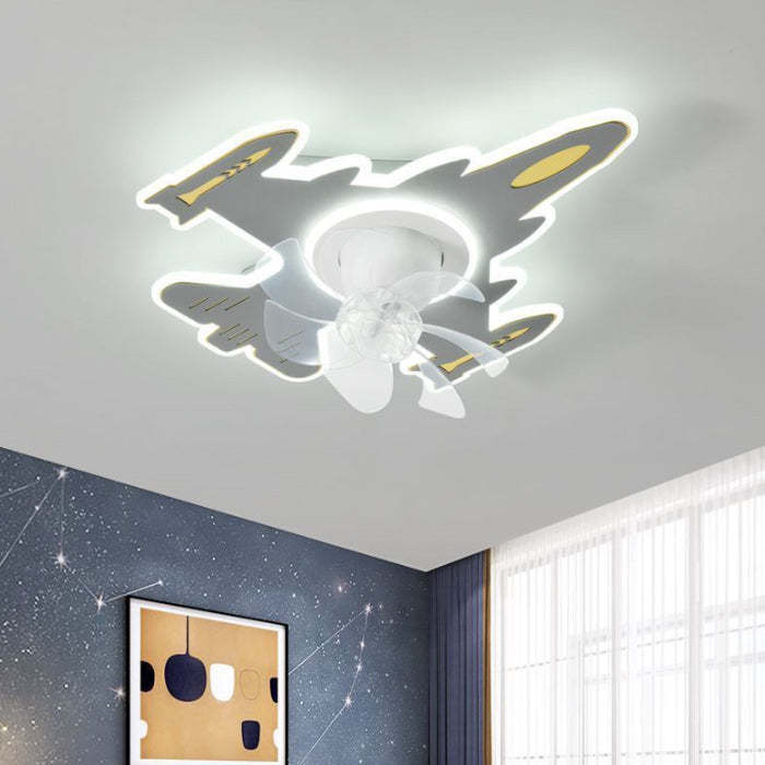 Modern Art Deco Airplane Flush Mount Ceiling Fan