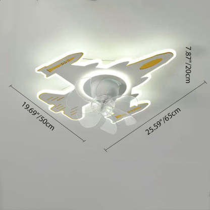 Modern Art Deco Airplane Flush Mount Ceiling Fan