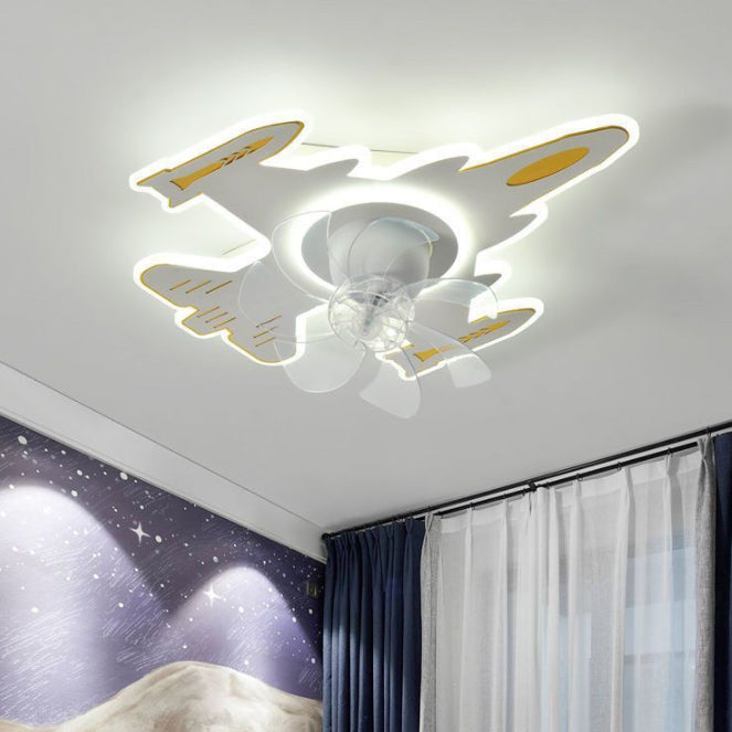 Modern Art Deco Airplane Flush Mount Ceiling Fan