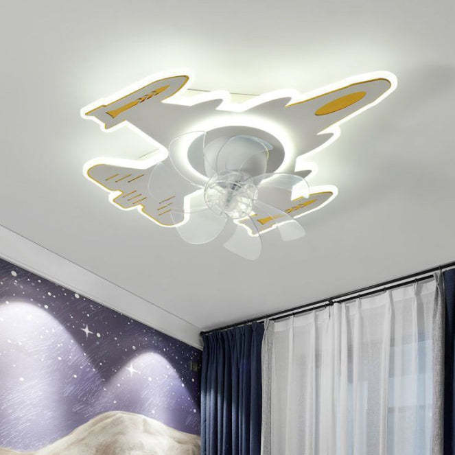 Modern Art Deco Airplane Flush Mount Ceiling Fan