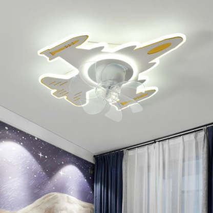 Modern Art Deco Airplane Flush Mount Ceiling Fan
