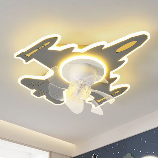Modern Art Deco Airplane Flush Mount Ceiling Fan