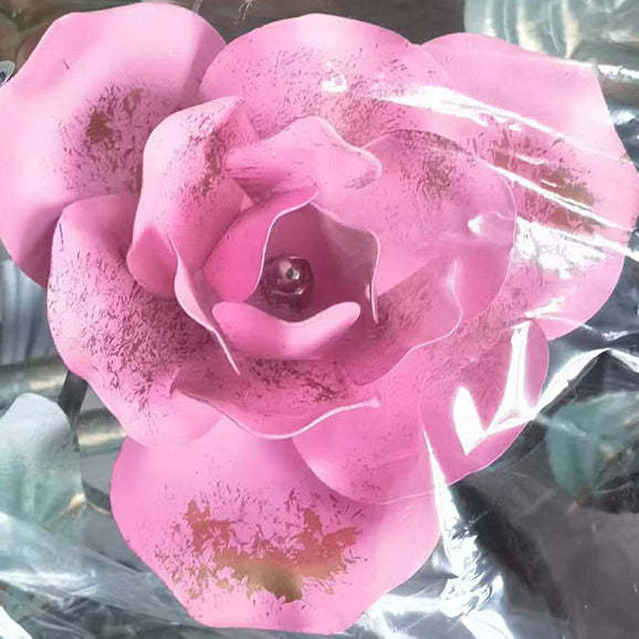 Traditional Rustic Rose Floral Glass Iron 1-Light Wall Sconce Lamp For Living Room