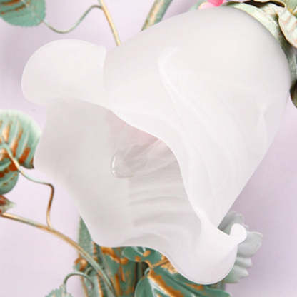 Traditional Rustic Rose Floral Glass Iron 1-Light Wall Sconce Lamp For Living Room