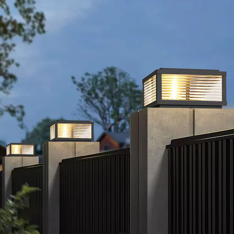 Lighom minimalist stripe galvanized iron landscape lighting — 11.81" W x 8.46" H / Stainless Steel