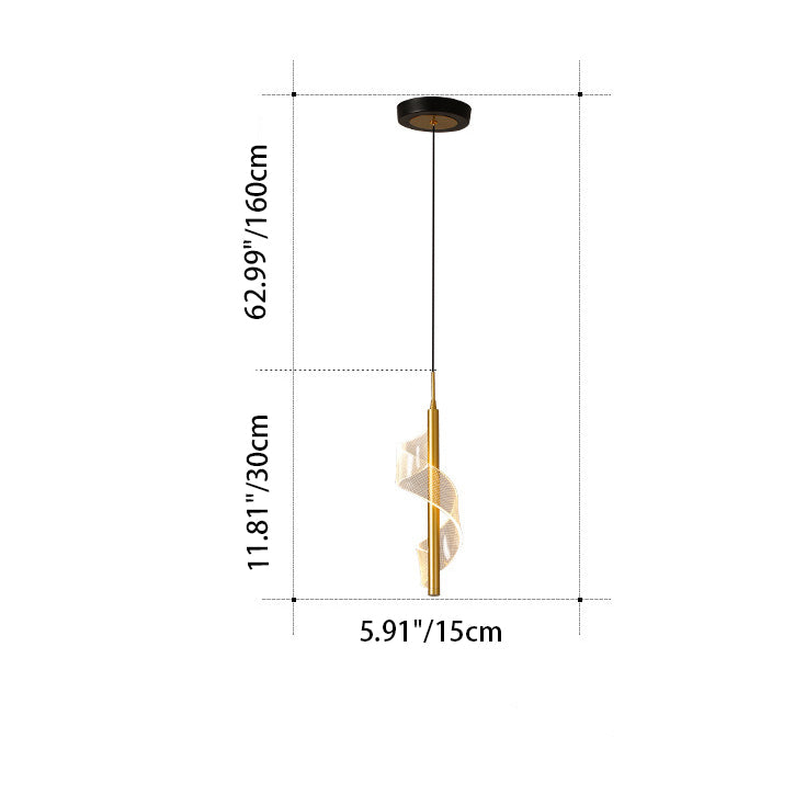 Scandinavian Curved Long Acrylic Iron LED Pendant Light