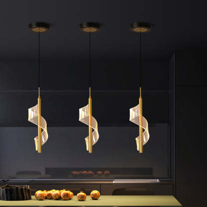 Scandinavian Curved Long Acrylic Iron LED Pendant Light