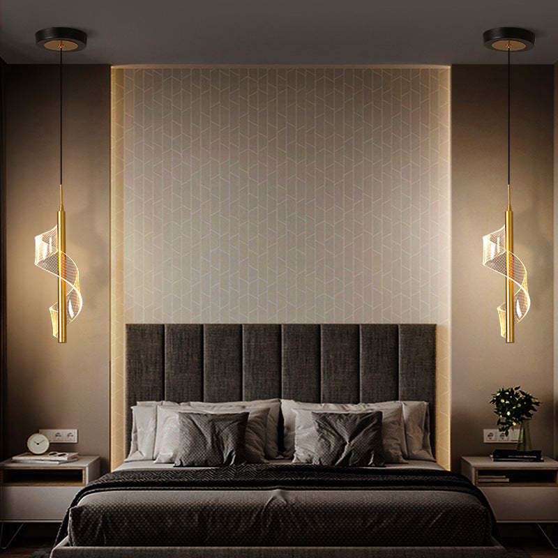 Scandinavian Curved Long Acrylic Iron LED Pendant Light