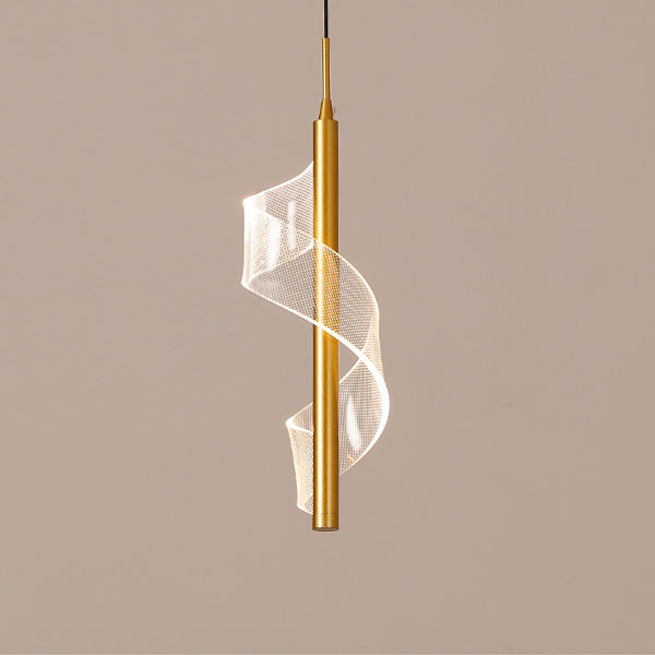 Scandinavian Curved Long Acrylic Iron LED Pendant Light