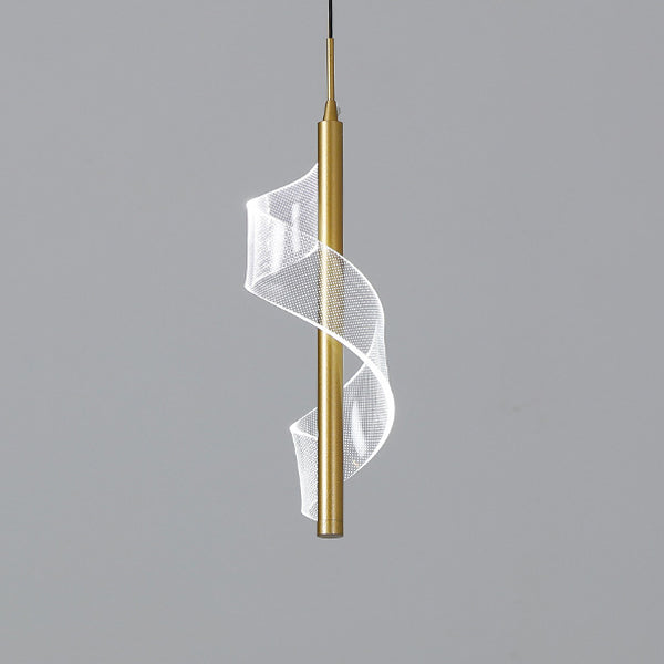 Scandinavian Curved Long Acrylic Iron LED Pendant Light