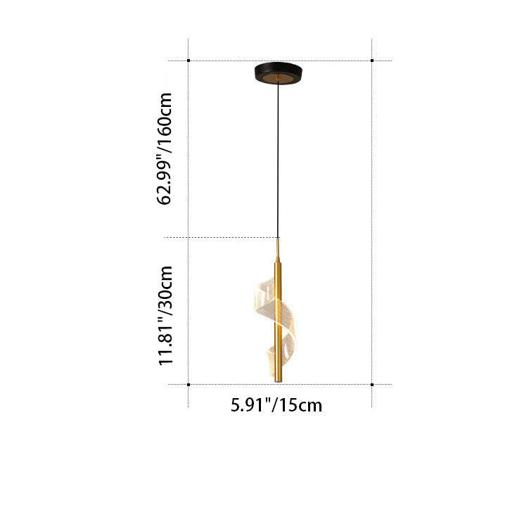 Scandinavian Curved Long Acrylic Iron LED Pendant Light