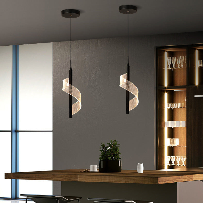 Scandinavian Curved Long Acrylic Iron LED Pendant Light