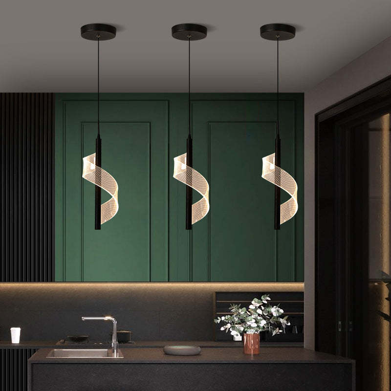 Scandinavian Curved Long Acrylic Iron LED Pendant Light