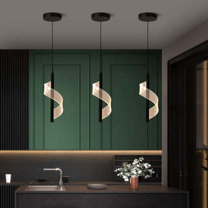 Scandinavian Curved Long Acrylic Iron LED Pendant Light