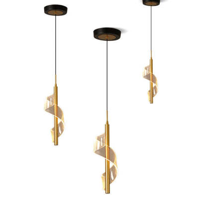 Scandinavian Curved Long Acrylic Iron LED Pendant Light