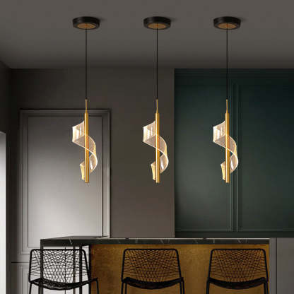 Scandinavian Curved Long Acrylic Iron LED Pendant Light
