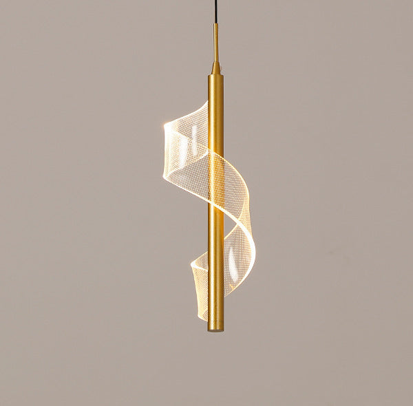 Scandinavian Curved Long Acrylic Iron LED Pendant Light