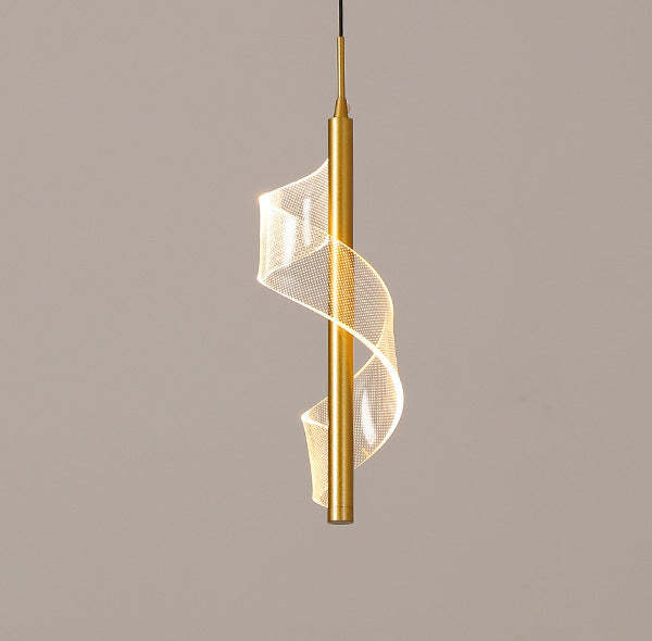 Scandinavian Curved Long Acrylic Iron LED Pendant Light