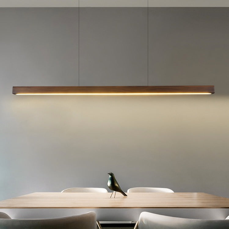 Minimalist Walnut Raw Aluminum Chandelier