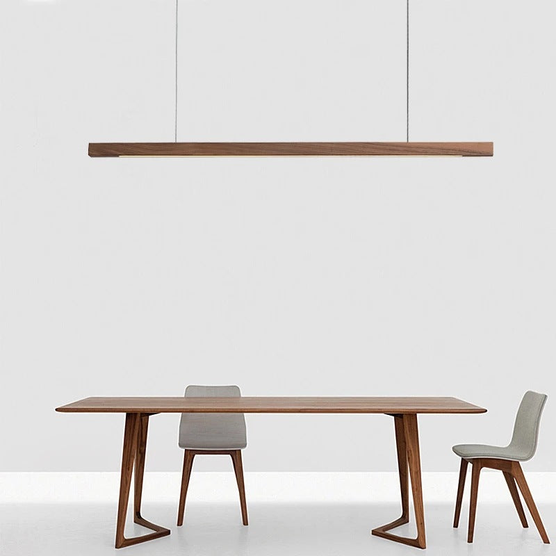Minimalist Walnut Raw Aluminum Chandelier