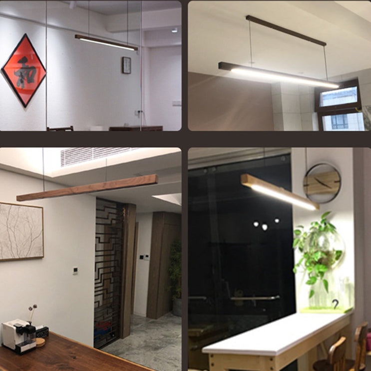 Minimalist Walnut Raw Aluminum Chandelier
