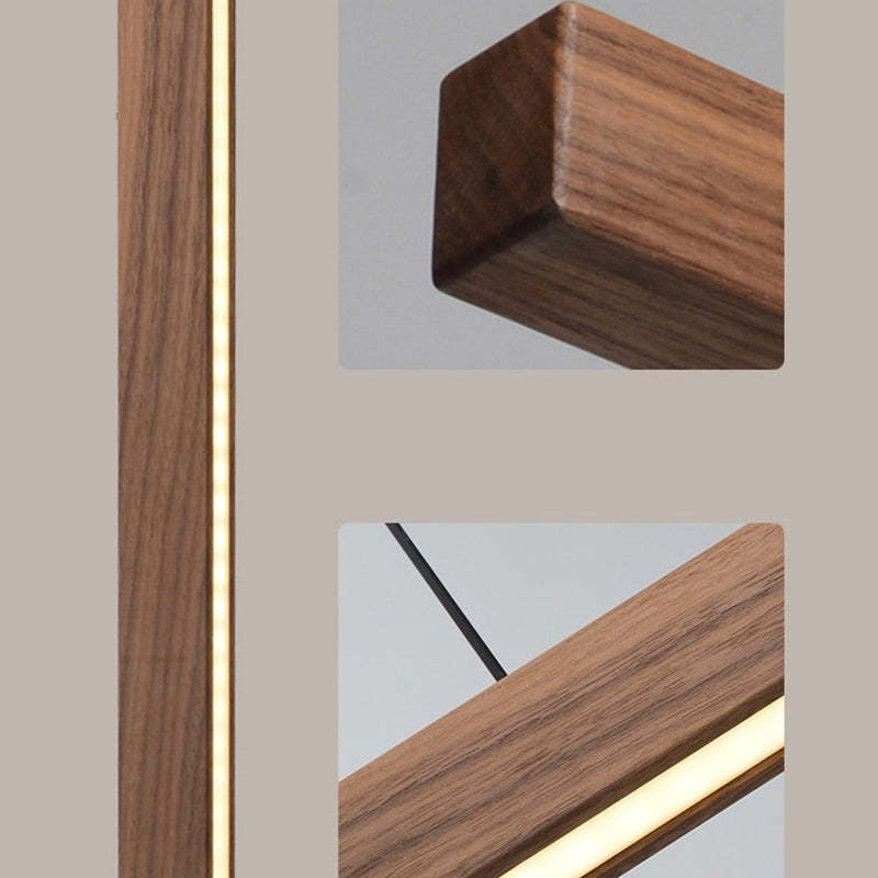 Minimalist Walnut Raw Aluminum Chandelier