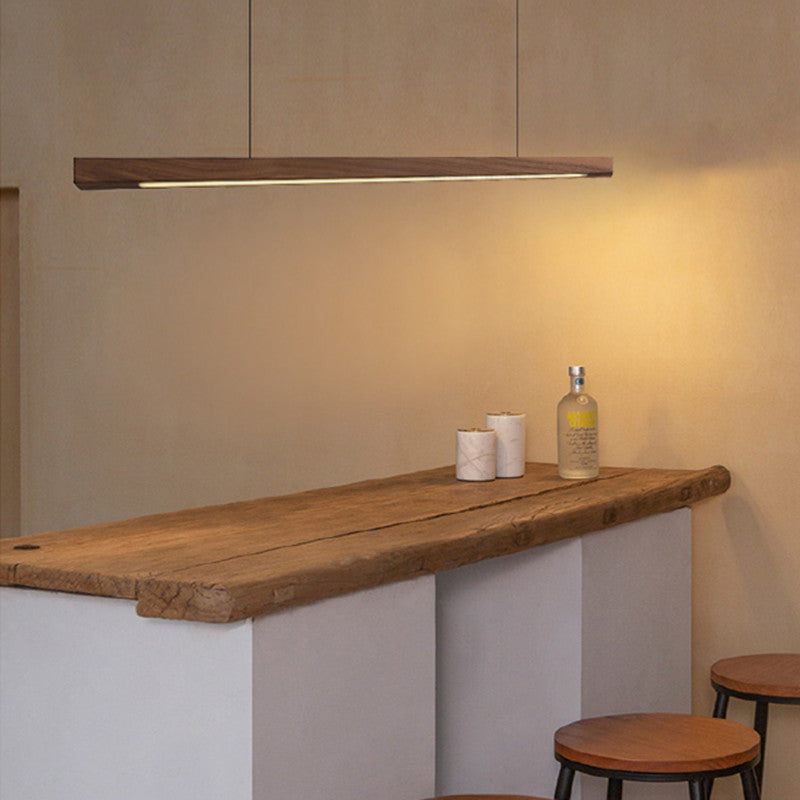 Minimalist Walnut Raw Aluminum Chandelier